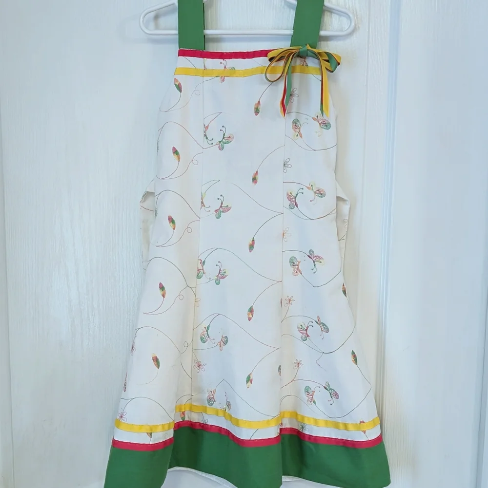 Bonnie Jean White Embroidered Butterfly Sleeveless Spring Dress. Size 5